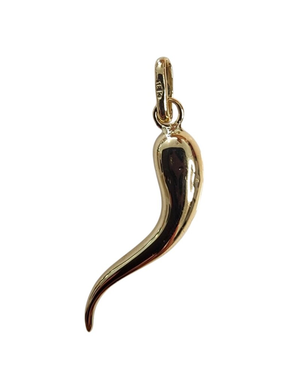 18K Yellow Gold Italian Horn Pendant #25207
